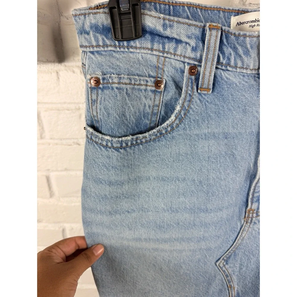 Abercrombie & Fitch Women's High Rise Denim Midi Size 31/12 Skirt Light Wash NWT